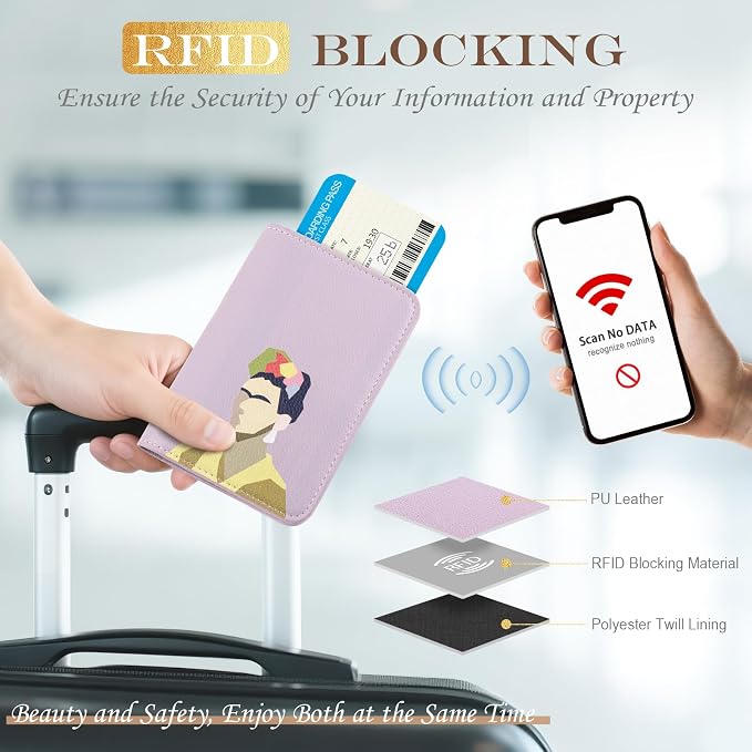 Lychii Slim Passport Holder RFID Blocking Travel Wallet - PU Leather Protector Case for Quick TSA Access, Secure Boarding Passes & ID Cards for Men Women International Travel