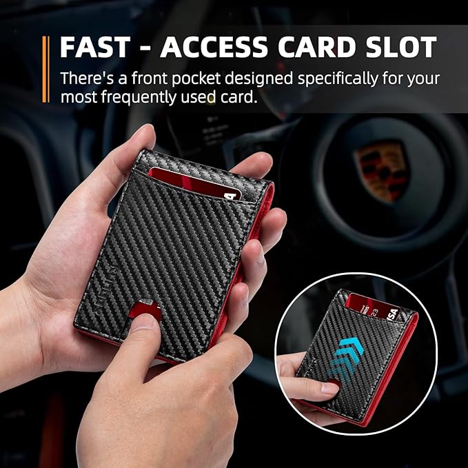 RUNBOX Slim Money Clip Wallets for Men RFID Blocking 11 Card Holder Minimalist Small Leather Bifold Men's Front Pocket Wallet Gift Box