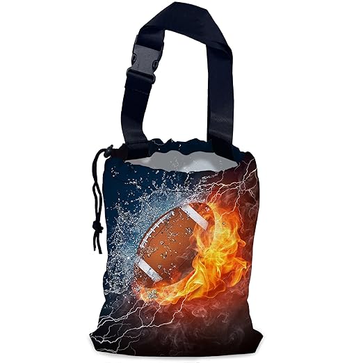 American Football Car Trash Bag,Fire and Water Hanging Drawstring Car Garbage Bag,Waterproof Canvas Car Back Seat Organizer with Adjustable Buckle,for Vehicles,SUVs,Camping,Road Trips