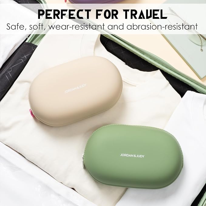 Travistar Silicone Travel Makeup Bag - Medium Toiletry Bag Portable Cosmetic Bag Waterproof Makeup Organizer Bag Small Make Up Pouch Womens Brush Holder Bag with Zipper Closure Purple