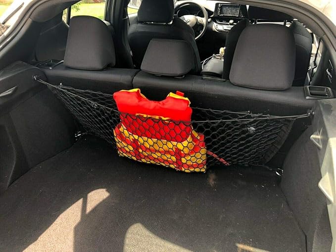 Rear Trunk Organizer Cargo Net for Toyota C-HR 2018-2022 – Envelope Style Cargo Net for SUV - Premium Mesh Elastic Car Trunk Organizer Vehicle Carrier Storage –Compatible with C-HR