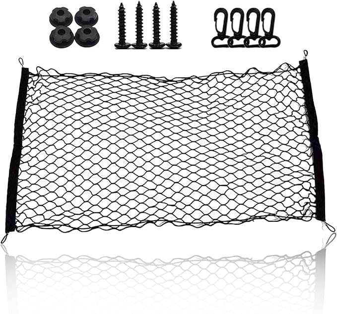 1 Pcs Cargo Net Stretchable, Car Rear Cargo Net,43.3 in*15.7 in Trunk Net Organizer for Car,Suitable for Most Cars, Trucks, Suvs