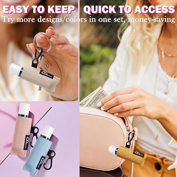 WK IEASON Lip Balm Holder Keychain Single 3pcs Clip on Chapstick Keychain Sleeves Holder Pouch Tight-Knit Elastic Lipstick Key Chain Holder