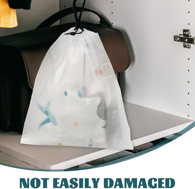 POPETPOP 12pcs Waterproof Drawstring Storage Bags Set, Semi- Pe Material, Travel Organizer Pouches for Underwear, Swimsuit, and Toiletries, Multipurpose Packing Bags (20x28cm, 25x35cm,