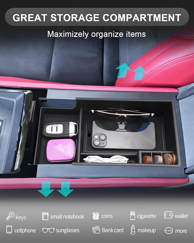 CDEFG for 2024 2025 Chevy Blazer EV Center Console Organizer Tray Compatible with 2024 2025 Chevrolet Blazer EV RS LT Accessories Middle Console Armrest Storage Box Coin Holder(NOT FOR BLAZER)