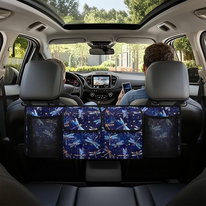 Blue Dragonfly Car Trunk Organizer and Storage Backseat Hanging Storage Car Accessories Vehicle Backseat Cargo Storage Bag for SUV, Truck, MPV,Van