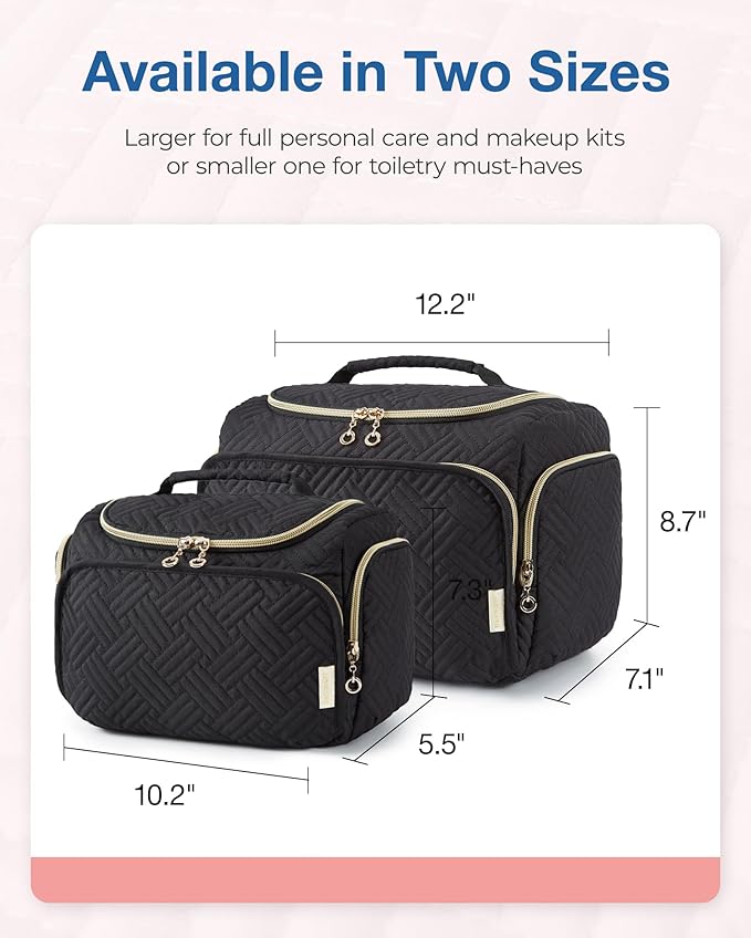 BAGSMART Travel Toiletry Bag for Women, Cosmetic Bag Makeup Bag Organizer with Handle, Travel Bag for Toiletries, Travel Accessories, Full Sized Container