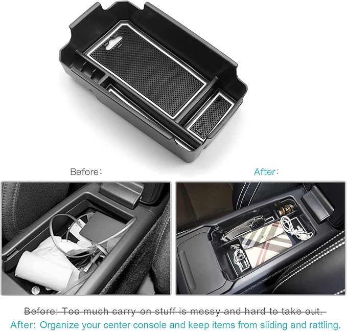CDEFG Center Console Organizer Tray for 2019-2025 2026 Volvo XC40 Accessories ABS Black Material Armrest Insert Secondary Storage Box