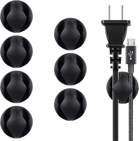 BEADNOVA Cable Clips Cord Organizer Cable Management Wire Cord Holder 2 Slots Adhesive Wire Holder for Car Charging Accessory PC Office Home (Black, 8 pcs)