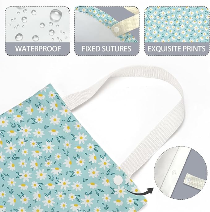 Daisy Decor Car Trash Bag Car Garbage Bag Hanging Cars Trash Can Spring Decor Waterproof Cars Back Seat Organizer for Vehicle Travelling Swimming Camping