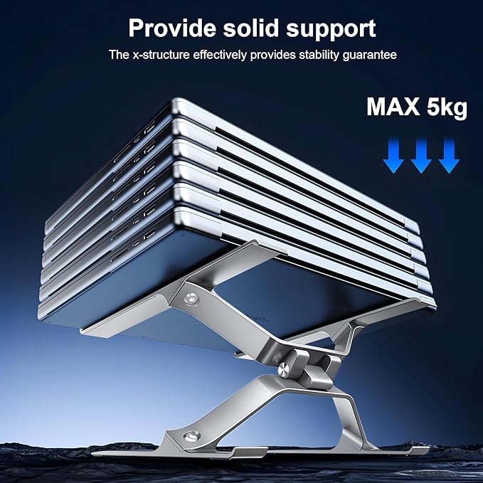 Adjustable Laptop Stand for Desk, Portable Laptop Riser, Ergonomic Computer Notebook Holder for MacBook Pro Air, Dell XPS, HP, Lenovo (13.3-17.3'') (Silver)