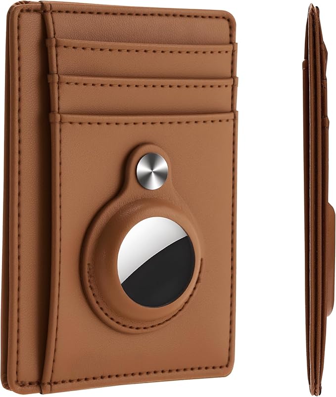 Slim Minimalist Front Pocket Air Tag Wallet, RFID Blocking Card Holder Wallet with Airtag Holder