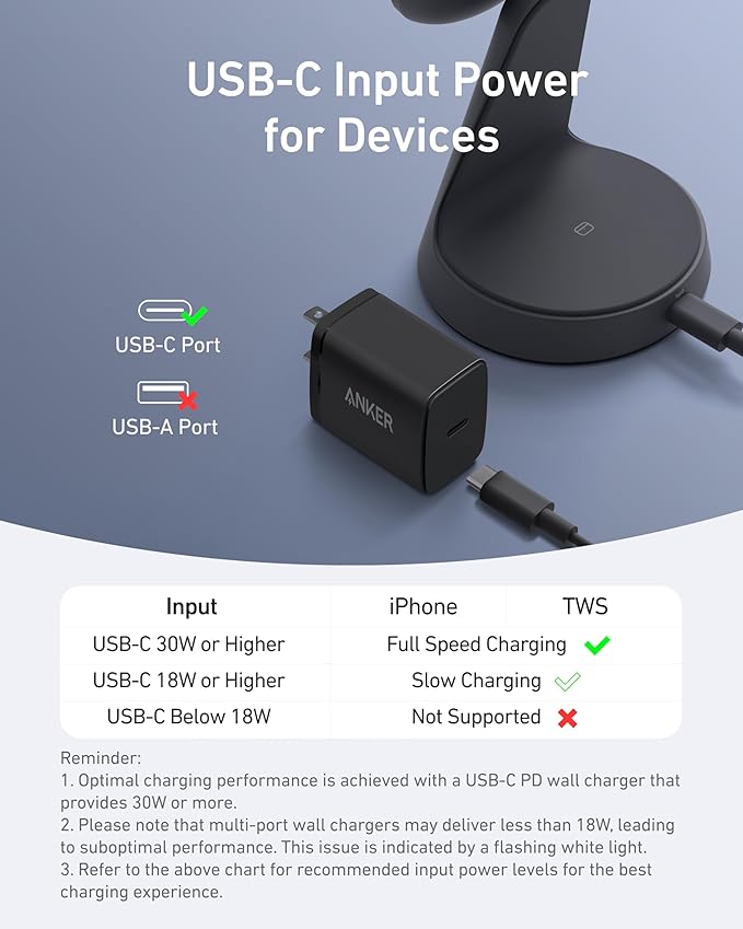 Anker MagSafe Compatible 2-in-1 Charging Stand, iPhone 16 Wireless Charger, Qi2 Certified 15W Ultra-Fast,Adjustable and Super Strong,for iPhone 16/15/14/13/12 Series,AirPods (Black, No Adapter)