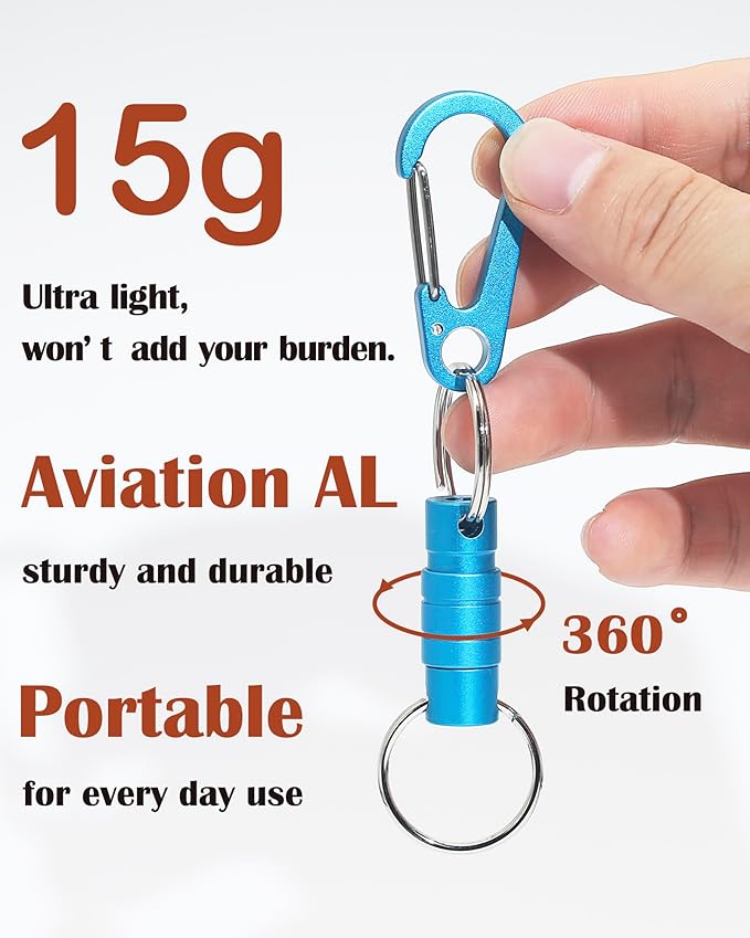 Quick Release Keychain Clip, Small Carabiner Clip & Pull Apart Detachable Key Ring, Car Key Chain Hooks Keyring
