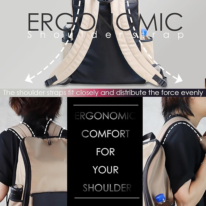Travel Laptop Backpack Large Hanging Toiletry Organizer Water-Repellent Hygiene Bag (Khaki)