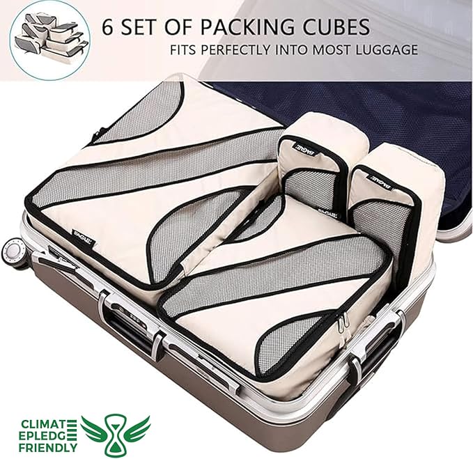 BAGAIL 6 Set Packing Cubes,Travel Luggage Packing Organizers
