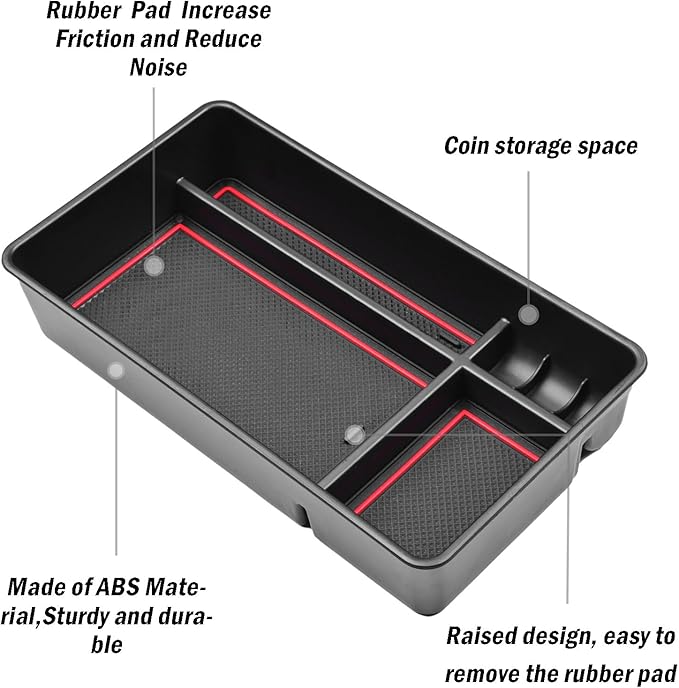 TACOBRO Center Console Organizer Compatible with Nissan Altima 2019 2021 2022 2023 2024 2025 2026 Accessories, Armrest Insert Tray with Coin Holder Keep Organized with Rubber Pad Red