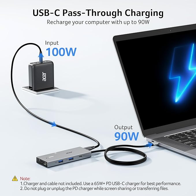 Acer USB C Docking Station Dual Monitor with 2 HDMI, 9-in-1 Laptop Docking Station with 4K@60Hz HDMI, USB A&C 3.0, SD/Micro SD, 100W PD, USB C Dock with Long Cable (60cm)