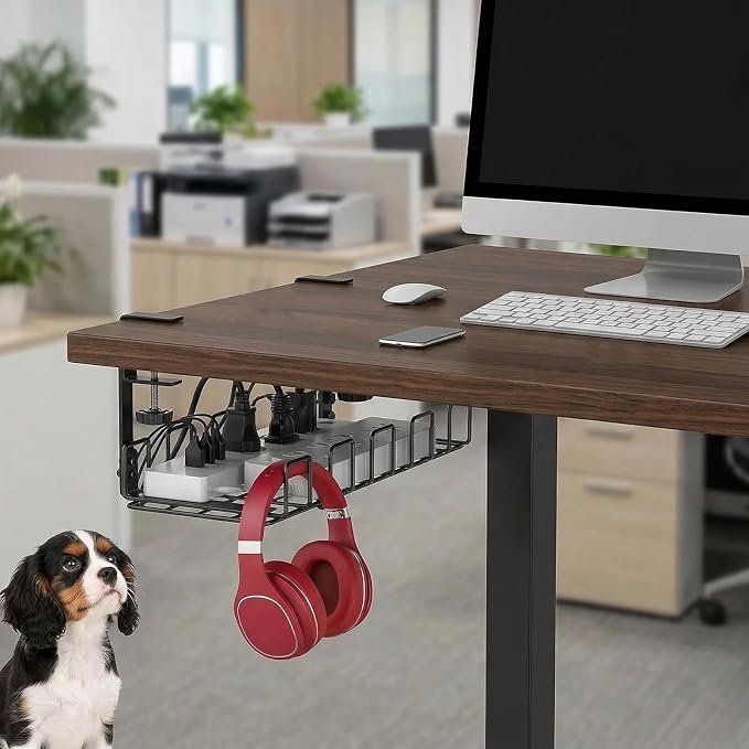 2 PCS Under Desk Cable Management Tray, L 15.7'' W 5.1'' No Drill Steel Desk Cable Organizers, Wire Management Tray