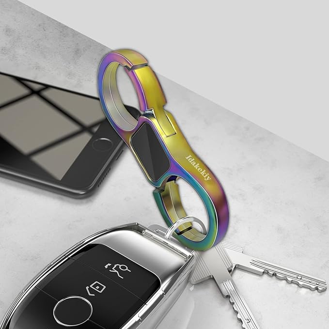 Idakekiy Key Chain Quick Release Spring with 4 Key Rings Heavy Duty Car Keychain Organizer for Men and Women