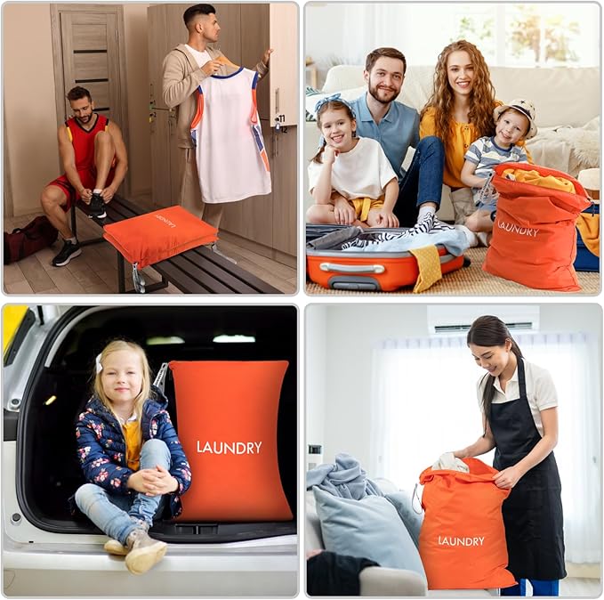 WiseBoy 2 Pack Laundry Bags, Travel Laundry Bag for Dirty Clothes, Washable Nylon Wet Dry Bag, Swimming Yoga Bathing Suit Workout Wet Dry Bags