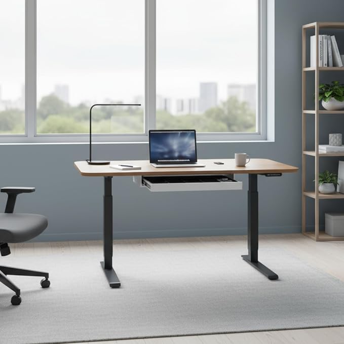 PERFECT POSTURE Max Under Desk Storage Drawer – Large Desk Drawer with Lock for Regular & Sit-Stand Standing Desks, White (19.3" x 10")