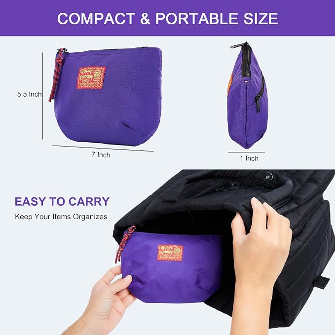 Rough Enough Small Cosmetic Bag for Travel Women Makeup Pouch Cute Compact Leak-Resistant Organization Storage Bags with YKK Zipper Purple