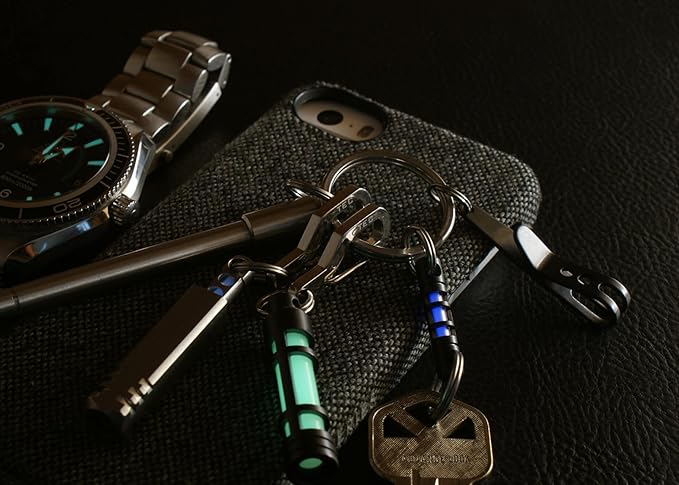 TEC Accessories - P-7 Suspension Clip - Stainless Spring Steel, Black Diamond Finish - Everyday Carry - Keychain Accessory