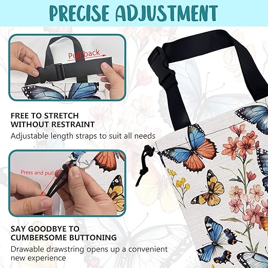 Car Trash Bag Colorful Butterfly Floral Leak-Proof Car Garbage Bag with Drawstring Foldable Canvas Trash Bin with Adjustable Buckle for Car Accessories, Travelling, Camping