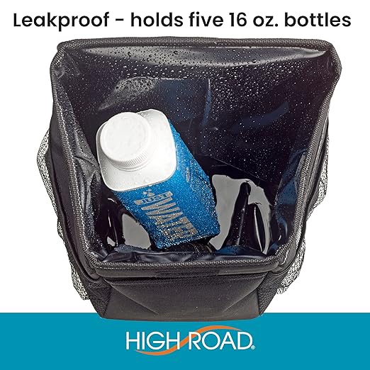 High Road StashAway Heavy Duty Car Trash Can with Rubber Lid, 3 Storage Pockets and Sturdy Panels for Stable Floor or Hanging Seatback Use (Black)