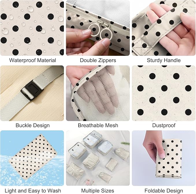 Packing Cubes for Travel - 8 Set Luggage Organizer Bags for Family, Mesh Breathable Packing Cubes for Suitcases Durable Travel Essentials Bags Set