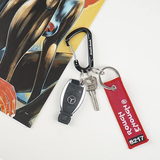 Rough Enough Carabiner Keychain Clip with Triple 3 Keyring Buckle Aluminum Alloy Metal for EDC Preppy Teens Men