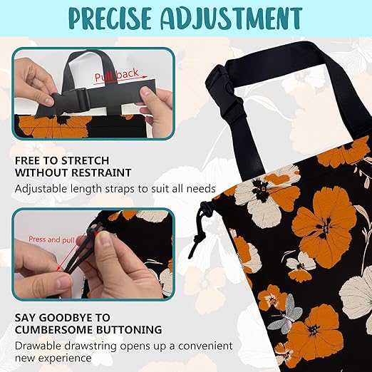 Car Garbage Bag Orange and White Floral and Butterfly Drawstring Car Trash Bag Hanging for Back Seat with Adjustable Buckle Canvas Vehicle Trash Can Easy-to-Install