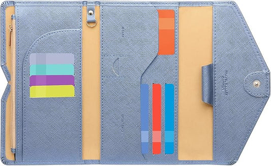 ZOPPEN Mulit-purpose Rfid Blocking Passport Holder Travel Wallet (Ver.4) Passport and Vaccine Card Holder ComboTri-fold Document Organizer Travel Essentials
