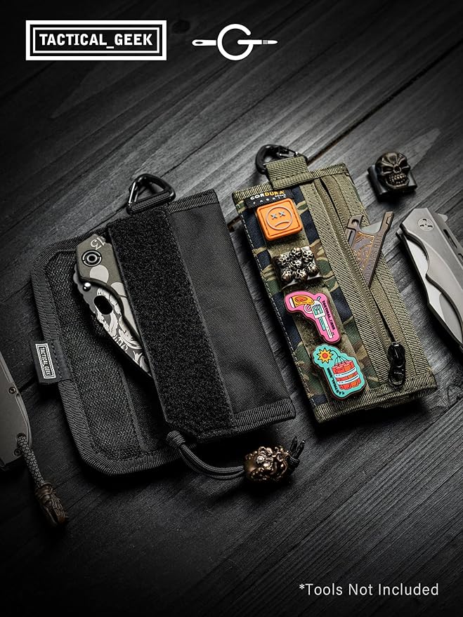 TACTICAL GEEK Storage A2 L Pouch Organizer, Nylon Handheld Wallet, Multi-Purpose EDC Storage Pocket, Multitools Pocket Organizer for Men, Compact Gadget Pouch for Daily Carry Black