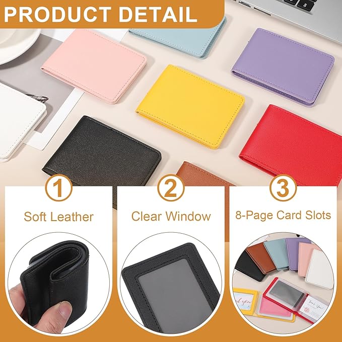 uxcell Leather Credit Card Holder, 10 Slots Blank Driver's License Holder for Women and Men, Multi-Functional Card Organizer for Documents, ID Cards, License(Black)