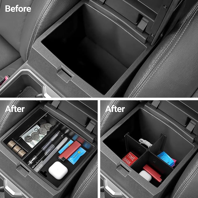 2PCS Center Console Organizer Compatible with Toyota 2026 2025 2024 Tacoma Accessories ABS Plastic Material Hidden Storage Box Dividers Organizer