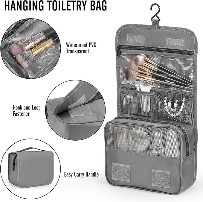 Veken 8 Set Packing Cubes for Travel Essentials, Suitcase Organizer Bags in 4 Sizes, Carry-On Luggage Accessories with Large Laundry & Hanging Toiletry Bag, Must-Have for Airplane, Road Trip & Camping