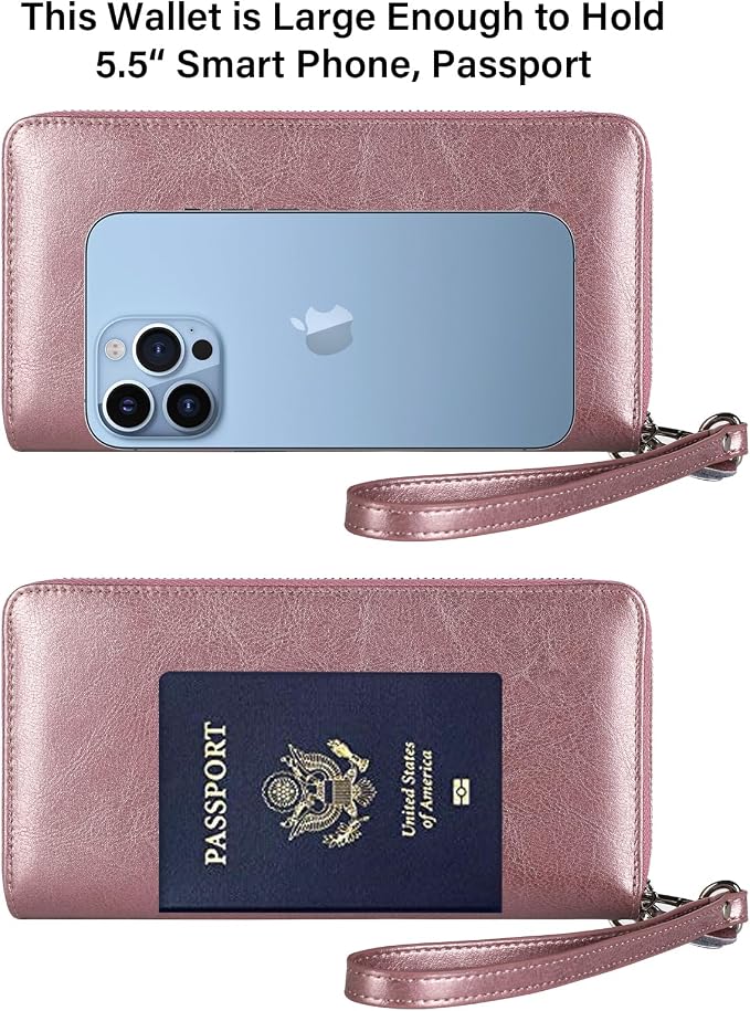 Lavemi Small Compact Women Wallet RFID Blocking Genuine Leather Bifold Purse with ID Windows
