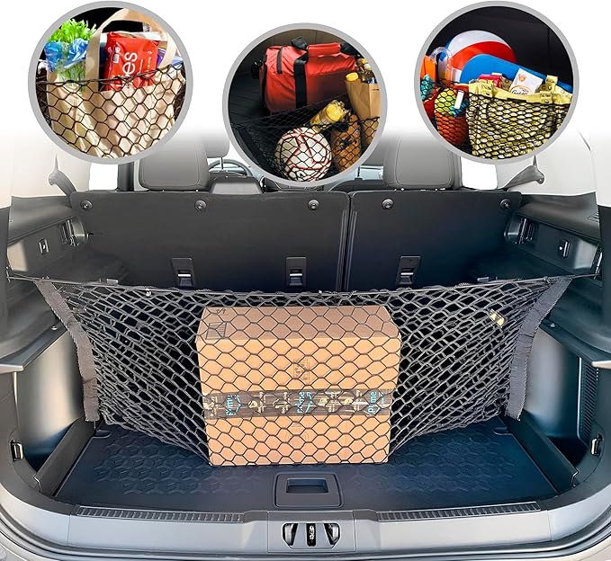 Trunk Envelope Style Automotive Elastic Mesh Cargo Net for Ford Bronco Sport 2021-2025 - Trunk Organizers and Storage - Luggage Net for SUV - Best Car Organizer for Ford Bronco Sport