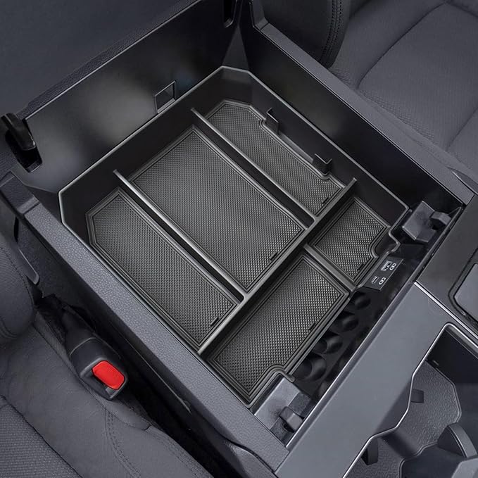 HGWEI Center Console Organizer Compatible with Toyota Tundra 2022 2023 2024 2025 2026 and 2023-2026 Toyota sequoia Accessories Insert Tray Armrest Secondary Storage Box Coin Holder (Black Trim)