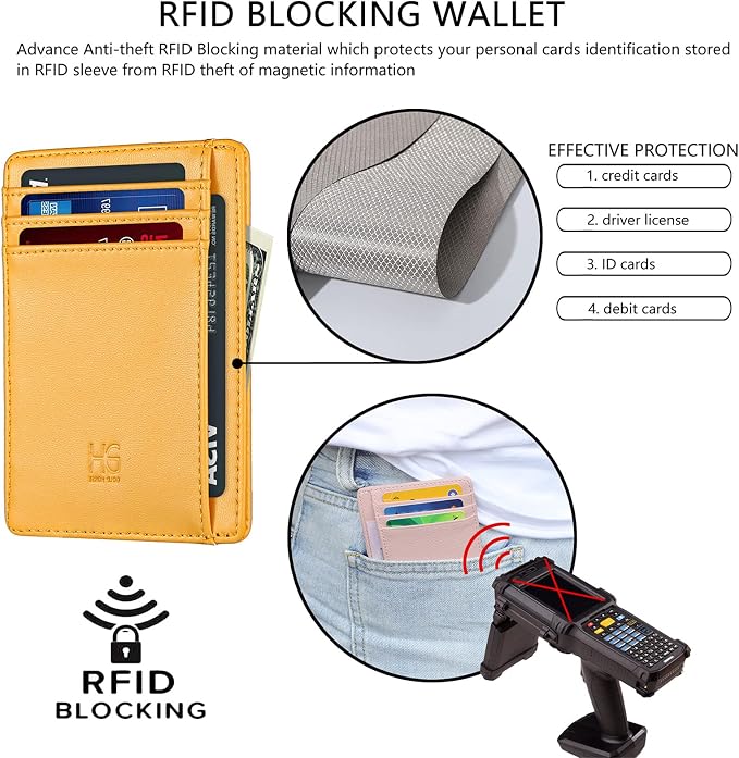 GH GOLD HORSE Slim RFID Blocking Card Holder Minimalist Leather Front Pocket Wallet for Women | Slim