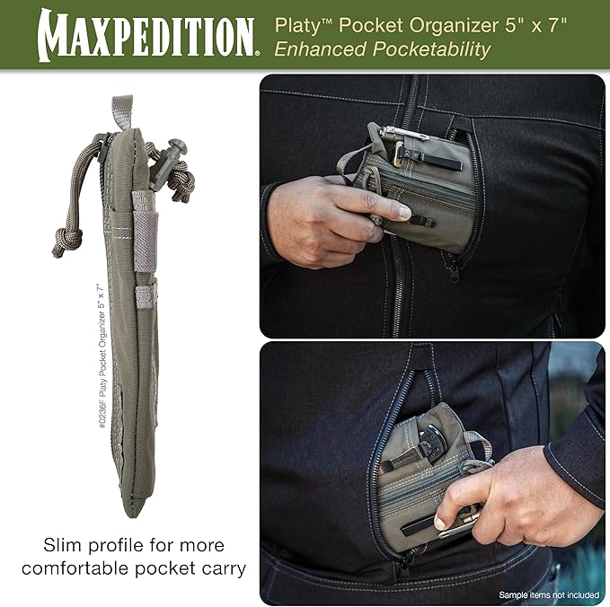 MAXPEDITION Platy Pocket Organizer, Durable EDC Tool Pouch for Men, Neck Wallet with Paracord Lanyard, Holds Flashlight, Multitool, Pen, Notebook