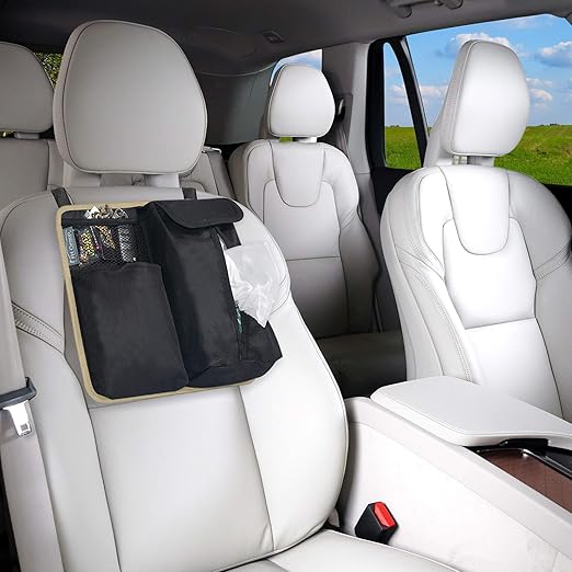 FH Group Car Back Seat Organizer, Beige, Minimalist, Car Organizer, CADDY, Brown