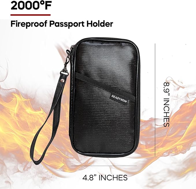 Fireproof Travel RFID Blocking Passport Holder Wallet - Ready Now Bags - Multi-functional Organizer for Men and Women, Large Family Capacity for Passports, Cards, and Documents, 8.9in x 4.8 in x 0.7in