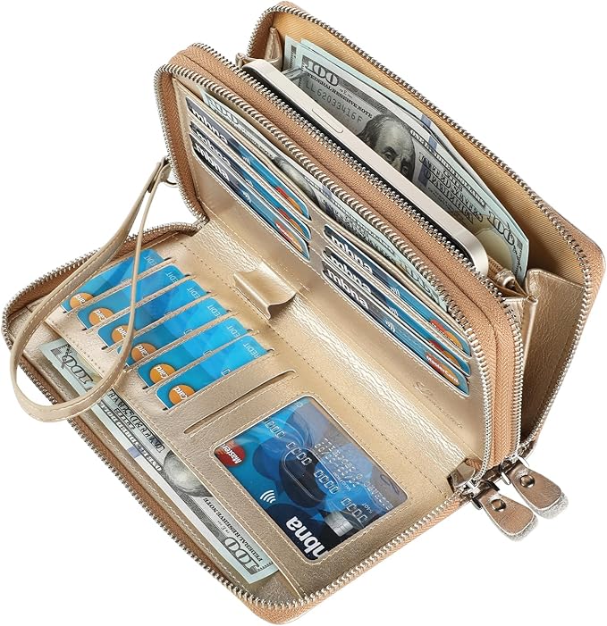 Lavemi Small Compact Women Wallet RFID Blocking Genuine Leather Bifold Purse with ID Windows