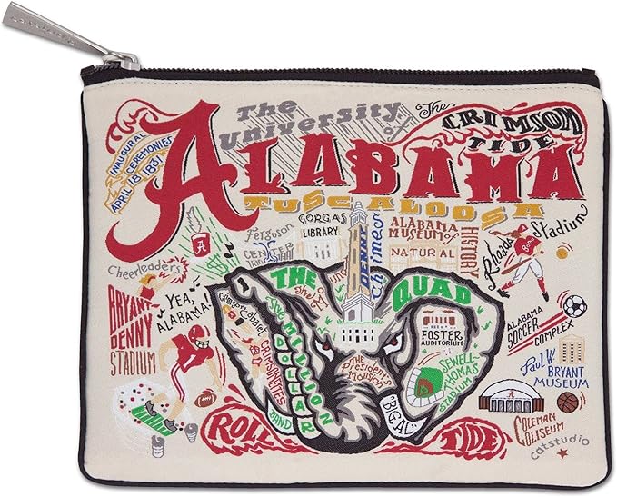 Catstudio Collegiate Zipper Pouch, University of Alabama Travel Toiletry Bag, Ideal Gift for Alumni, Makeup Bag, or Travel Purse