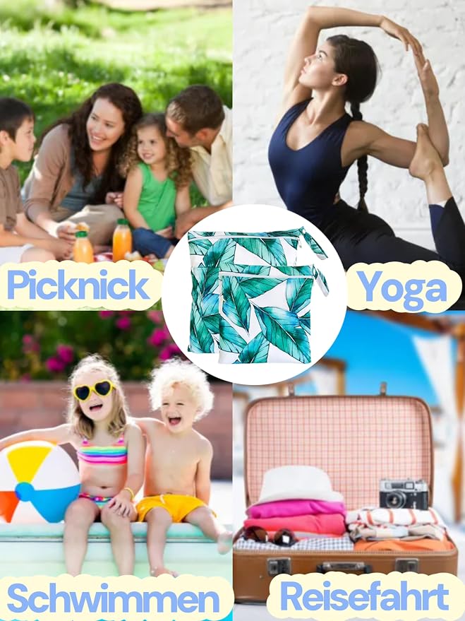 Wet Dry Bag for Cloth Diapers, 2PCS Waterproof Reusable Wet Bag with Zippered Pockets, Washable, Reusable for Travel, Beach, Pool, Stroller, Diapers, Dirty Gym Clothes, Swimsuits, 14x12In & 12x11In