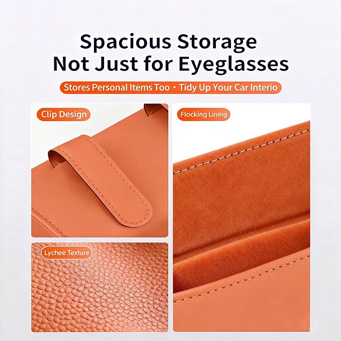Car Sunglass Holder-Leather Magnetic Large Glasses Case,One-Handed Eyeglass Clip,Universal Auto Sun Visor Accessories