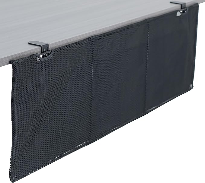 VIVO 48 Inch Clamp-on Privacy and Cable Management Organizer Sleeve, Wire Hider Kit Panel System, Desk Skirt, Black, DESK-SKIRT-48P